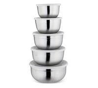 Weis 21220 - Set di 5 Ciotole in Acciaio Inox con Coperchio Salva freschezza, 5 Dimensioni Diverse