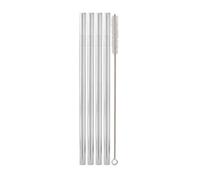 Weis Set di cannucce 4 pezzi con spazzola di pulizia in acciaio inox argento, dimensioni: 1 cm x 1 cm x 24 cm, 16809