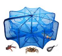 WEISGJA Trappola portatile per esche da pesca, rete da pesca piegata, gabbia pieghevole con cerniera, gabbia ottagonale per pesci, aragoste, gamberetti, ecc. (8 fori)