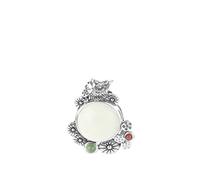WEISHA Lotus Fish Pond Collana con Ciondolo in Agata Rossa S925 Argento Thai Argento Collana da Donna in Stile Cinese Classico Collana con Clavialimentare in Foglia Di Lotogiada bianca