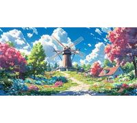 WEISHIWE Dipingi con i Numeri per Adulti, Mulino a vento cottage Kit di Pittura a Olio su Tela Principiante con Pennelli Pittura Pigmento Acrilico Disegno, senza Cornice, Decor Casa 100x200cm o-187