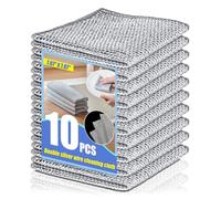 Weishuo 10 Pezzi Panni Multiuso per Lavastoviglie Canovaccio in Filo Metallico Antigraffio Panno Metallici per Cucina Doppio Strato Panni per Pulizia Riutilizzabili Strofinacci in Filo di Acciaioa
