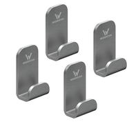 WEISSENSTEIN Ganci appendiabiti adesivi 3m - Appendini porta asciugamano in acciaio inox neri - Ganci muro senza foratura