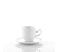 WEISSESTAL Set 6 Tazze Caffè Porcellana Bianca, Adatte al Microonde, Casa, Riutilizzabili, Cilindriche, Durabili, Made in Europe