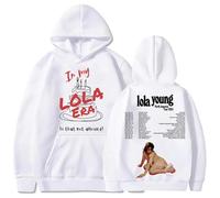 WEISSYO Felpa con Cappuccio da Strada per Studenti Felpa con Cappuccio Unisex retrò Hip-Hop Harajuku Felpa Uomo Donna Cosplay Streetwear Cantante Lola Young 2D Stampato Maniche Lunghe-White||3X_l