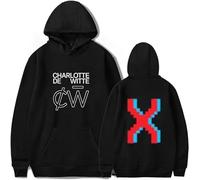 WEISSYO Felpa con Cappuccio Unisex retrò Hip-Hop Harajuku Felpa Charlotte De Witte 2D Stampato Maniche Lunghe da Strada per Studenti Felpa con Cappuccio-Black||XX_l