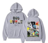 WEISSYO Manica Lunga Unisex retrò Hip-Hop Harajuku Manica Lunga Uomo Donna Cosplay Felpe con Cappuccio Bad Cantante 2D Stampato Bunny da Strada per Studenti Felpa con Cappuccio-Grey||s