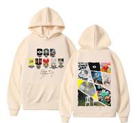 WEISSYO Manica Lunga Unisex retrò Hip-Hop Harajuku Manica Lunga Uomo Donna Cosplay Felpe con Cappuccio Bad Cantante 2D Stampato Bunny da Strada per Studenti Felpa con Cappuccio-Khaki||x_s