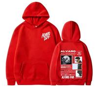 WEISSYO Ragazzi Manica Lunga Unisex retrò Hip-Hop Harajuku Manica Lunga Rapper Alvaro Diaz 2D Stampato Felpe con Cappuccio da Strada per Studenti Felpa con Cappuccio-Red||3X_l