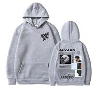 WEISSYO Ragazzi Manica Lunga Unisex retrò Hip-Hop Harajuku Manica Lunga Rapper Alvaro Diaz 2D Stampato Felpe con Cappuccio da Strada per Studenti Felpa con Cappuccio-Grey||x_s