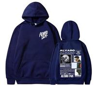 WEISSYO Ragazzi Manica Lunga Unisex retrò Hip-Hop Harajuku Manica Lunga Rapper Alvaro Diaz 2D Stampato Felpe con Cappuccio da Strada per Studenti Felpa con Cappuccio-Navy Blue||x_s