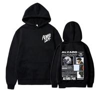 WEISSYO Ragazzi Manica Lunga Unisex retrò Hip-Hop Harajuku Manica Lunga Rapper Alvaro Diaz 2D Stampato Felpe con Cappuccio da Strada per Studenti Felpa con Cappuccio-Black||m