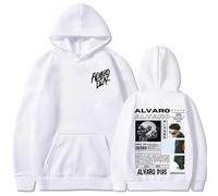 WEISSYO Ragazzi Manica Lunga Unisex retrò Hip-Hop Harajuku Manica Lunga Rapper Alvaro Diaz 2D Stampato Felpe con Cappuccio da Strada per Studenti Felpa con Cappuccio-White||s
