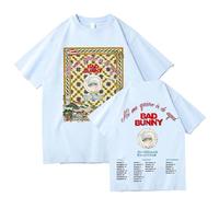 WEISSYO T-Shirt per Uomo Magliette Estive Girocollo Hip-Hop Maniche Corte Bad Cantante 2D Stampato Bunny Stampa in Cotone Magliette Unisex Puro Cotone retrò Top-Light Blue||m