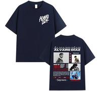 WEISSYO T-Shirt per Uomo Magliette Estive Girocollo Hip-Hop Maniche Corte Rapper Alvaro Diaz 2D Stampa in Cotone Magliette Unisex Puro Cotone retrò Top-Navy Blue||s