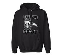 WEISULANG I Feel Like Death I Need Coffee Funny Cartoon Gift J M Transparent Hoody Sweatershirt Black S