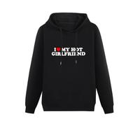 WEISULANG I Love My Hot Girlfriend Shirt I Heart My Hot Girlfriend Hoody Text Graphic Hoody Sweatershirt Black L