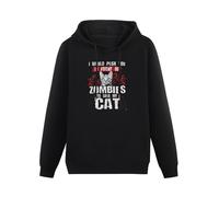 WEISULANG I Would Push You in Front of Zombies To Save My Cat Hoody Sweatershirt Black XXL