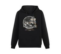 WEISULANG Vintage Motorcycle Men's Hoody with Tourist Trophy Biker Men Cafe Racer Hoody Sweatershirt Black XL