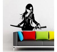 WEITAOSM Adesivo da parete creativo con silhouette di scolaretta samurai e coltello, in vinile, per la decorazione della casa, soggiorno, camera da letto, stanza per adolescenti.