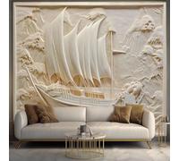 WEITAOSM Carta da parati murale 3D creativa con onde e barca a vela in rilievo stereoscopico, per soggiorno, TV, divano, camera da letto, arredamento per la casa (PVC autoadesivo)
