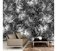 WEITAOSM Murale in stile retrò 3D con rose in bianco e nero, arte astratta, per camera da letto, soggiorno, TV, divano (PVC autoadesivo)