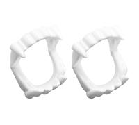 WEITAPYT 2 Pezzi Dentiere da Vampiro per Bambini Halloween Denti Finti Dracula Crocs Fangs Divertenti Dentiera per Halloween Carnevale Manicotto per Denti Accessorio per Costume (Bianco)