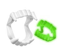 WEITAPYT 2 Pezzi Dentiere da Vampiro per Bambini Halloween Denti Finti Dracula Crocs Fangs Divertenti Dentiera per Halloween Carnevale Manicotto per Denti Accessorio per Costume (Bianco, Verde)