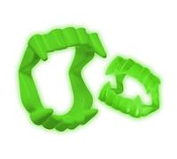 WEITAPYT 2 Pezzi Dentiere da Vampiro per Bambini Halloween Denti Luminosi Finti Dracula Crocs Fangs Divertenti Dentiera per Halloween Carnevale Manicotto per Denti Accessorio per Costume (Verde)