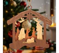 WEITAPYT Decorazioni Natalizie Presepe Ornamento da Appendere di Natale in Legno Ciondoli Religioso Per Albero di Natale Per La Casa E Il Caminetto (Tipo 1)