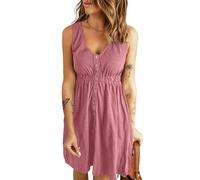 WEITING Abito Europeo e Americano da Donna transfrontaliero Sexy Gonna Senza Spalline in Puro Cotone Tinta Unita con Vita e Gonna Senza Maniche-Color Pesca-XL