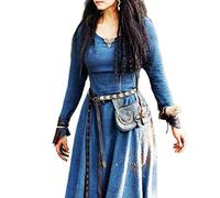 WEITING Abito medievale da donna a maniche lunghe maxi vestaglia vintage fata elfica rinascimentale celtico vichingo gotico abbigliamento fantasy abito da ballo - blu, L, Blu
