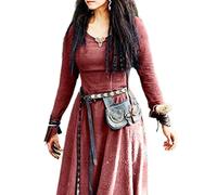 WEITING Abito medievale da donna a maniche lunghe maxi vestaglia vintage fata elfica rinascimentale celtico vichingo gotico abbigliamento fantasy abito da ballo - bordeaux, 4XL