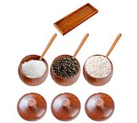 WEITING Contenitore per sale | Ciotola in legno per datteri acidi con sale e pepe per cucinare, contenitore per spezie con coperchio e cucchiaio per la casa, ristoranti e caffetterie