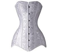 WEITING Corsetti sexy da donna bustiers Top gotico overbust corsetto bustier lungo busto in acciaio ossa dimagranti corpo shapewear plus size-bianco, L