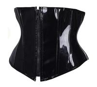 WEITING Corsetto Sexy con Clip in Vita in Pelle PU Corta, Corsetto, Corsetto in PVC con Lingerie Modellante in Vita-Nero-XXL