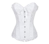 WEITING Corsetto sexy in raso bianco con lacci in osso steampunk sexy bustier da donna corsetto corsetto corsetto e bustier corsetto overbust slim corsetto-bianco, M