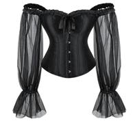 WEITING Corsetto sexy Top con spalle scoperte Maniche lunghe Bustier da donna Corsetti Overbust Lingerie Gotico Taglie forti Corsetto Moda Hot-Nero-S