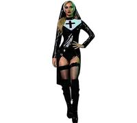 WEITING Costume da santa suora sexy costume di Halloween-nero-XXL