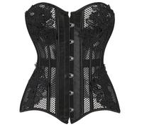 WEITING Costumi Shapwear traspiranti da donna Nero Sexy Corsetto in rete trasparente Scava fuori il corsetto Bustier Top con perizoma-Nero-L