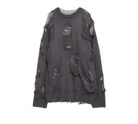 WEITING Deeptown Goth Punk Nero Strappato Maglione Strappato Donna Vintage Lavorato a Maglia Maglione Femminile Gotico Grunge Y2k Maglieria Streetwear Pullover-Grigio-L