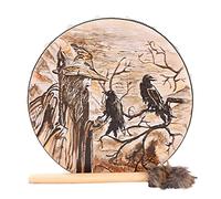 WEITING Drum Shamanic - Tamburo sciamanico vecchio e corvo per adulti | Simbolo del tamburo siberiano spirito musica tamburo con bacchetta, musica in legno decorazioni per batteria spirituale per la