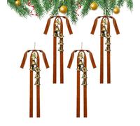 weiting Fiocchi per Albero di Natale | Decorazioni Rosse Lunghe con Campanelli per Albero di Natale | 4 Decorazioni Stagionali per Focolare Porta Ghirlanda Parete Mensola Scale Festone Cima