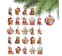 weiting Gatto Decorazioni Natalizie | 24 Pezzi Decorazioni Albero Di Natale In Legno | Decorazione per Aula Scuola Appartamento | Appartamenti Piccoli Spazi