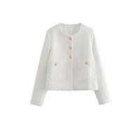 WEITING Giacca piccola profumata in tweed tessuto francese per donna 2023 autunno nuovo cardigan stile donna top corto testurizzato-Bianco-S
