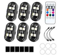 WEITING Luci Stroboscopiche per Auto - 6 Pezzi Segnale Luminoso Wireless - Telecomando 8 Colori LED Lampeggiante per Veicoli Moto Drone Scooter Carrello
