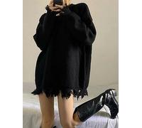 WEITING Maglione Lavorato a Maglia strappato Nero Uomo Donna Pullover Larghi Oversize Autunno Inverno Harajuku Maglioni Stile Gotico Punk Top-Nero-S