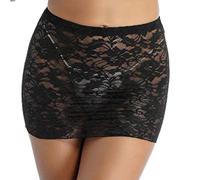 WEITING Minigonna Trasparente in Pizzo Nero Sexy Discoteca da Donna Gonna a Borsa Cava Trasparente a Vita Media Minigonna Elastica in Vita-Nero-Taglia Unica