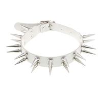 WEITING Nuovo Choker Punk Collare Femminile Delle Donne Degli Uomini In Pelle Nera Borchie Rivetti Chocker Collana Goth Gioielli Accessori Gotici-bianco