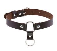 WEITING Nuovo Cuoio Rotondo Girocollo Punk Collare Delle Donne Degli Uomini Rivetti Borchiati Chocker Chunky Collana Goth Gioielli In Metallo Gotico Emo Accessori-Caffè